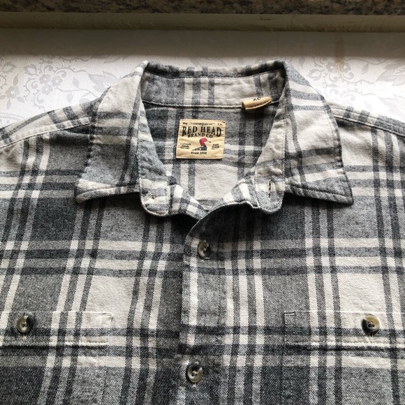 Red Head Brand Co. Grey/White Plaid Checkered Button-Up Shirt Men’s Size XL - Picture 6 of 16